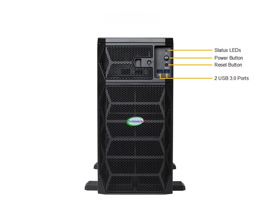 Supermicro ARS-511GD-NB-LCC-01-G2 &mdash; Front I/O Panel Callouts